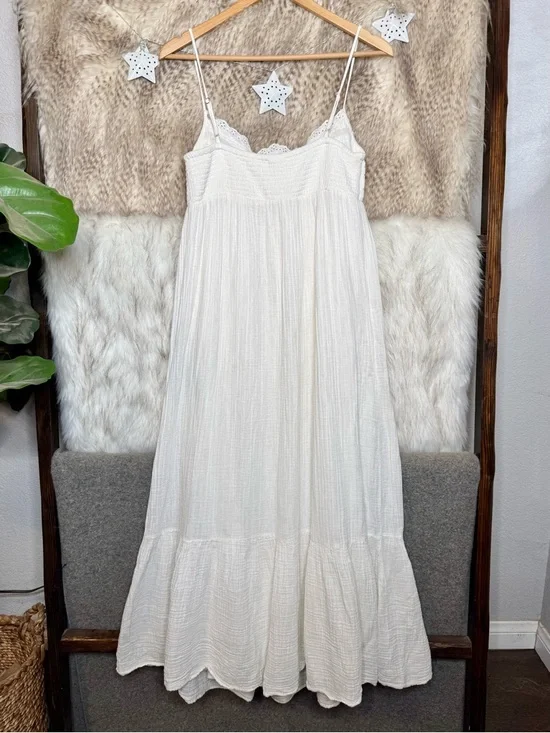 Zara Ivory Lace Insert Chiffon Spaghetti Strap Dress - Picture 8 of 9